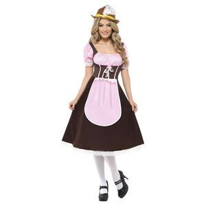 Smiffys Womens/Ladies Tavern Long Costume Dress / Brown/Pink